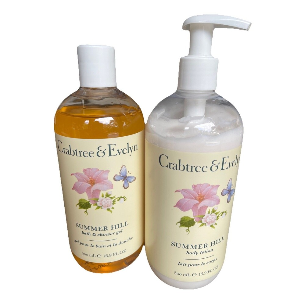 Crabtree & Evelyn Summer Hill Hand Wash Soap & Lotion Set 16.9 fl oz Floral New